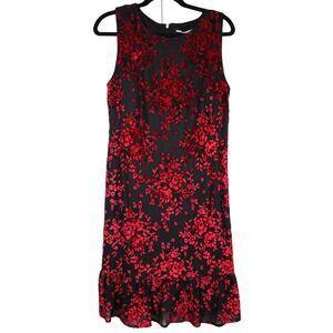 Karl Lagerfeld Red and Black Floral Midi Dress
